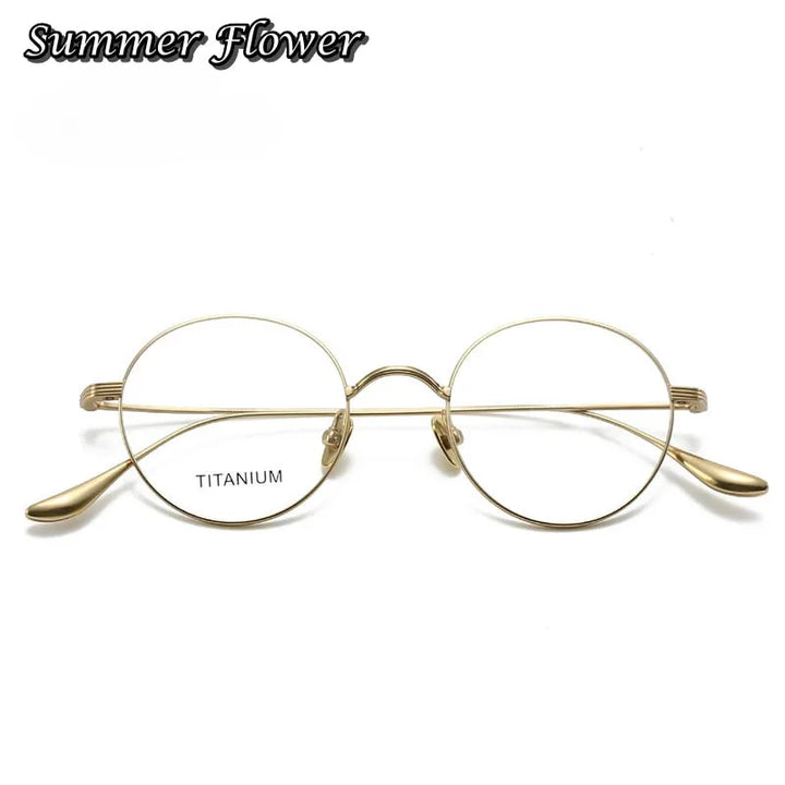 Summer Flower Women's Full Rim Round Titanium Eyeglasses 403061