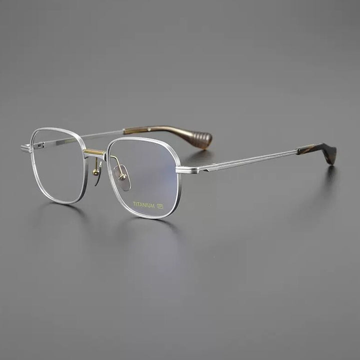 Gatenac Unisex Full Rim Square Titanium Eyeglasses Gxyj1086 Full Rim Gatenac Silver  
