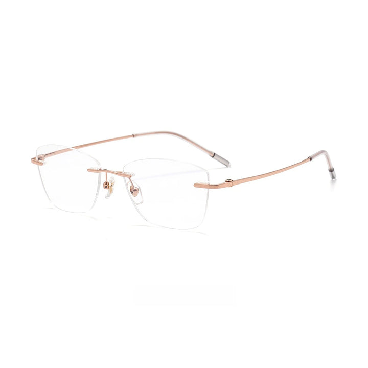 Yimaruili Women's Rimless Cat Eye Polygon Titanium Eyeglasses 41022 Rimless Yimaruili Eyeglasses Rose Gold