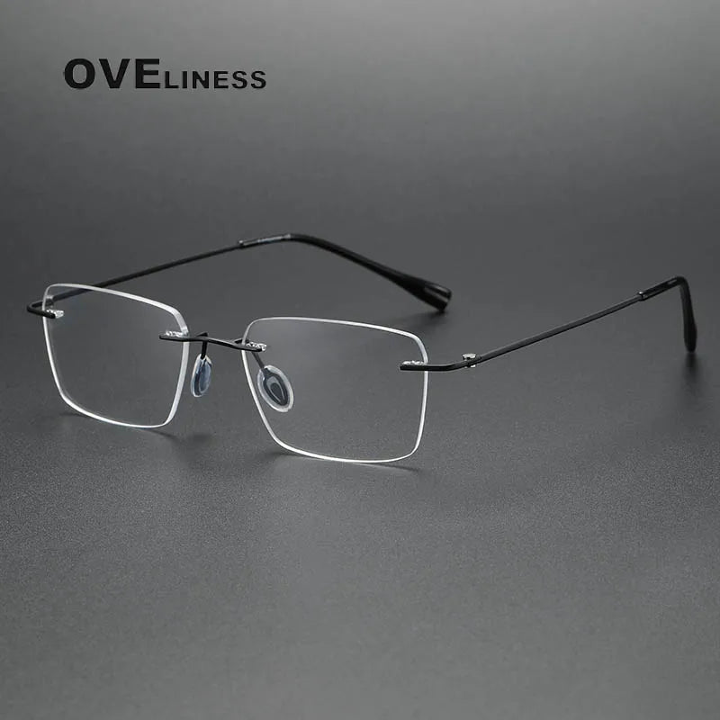 Oveliness Women's Rimless Square Titanium Eyeglasses 80965