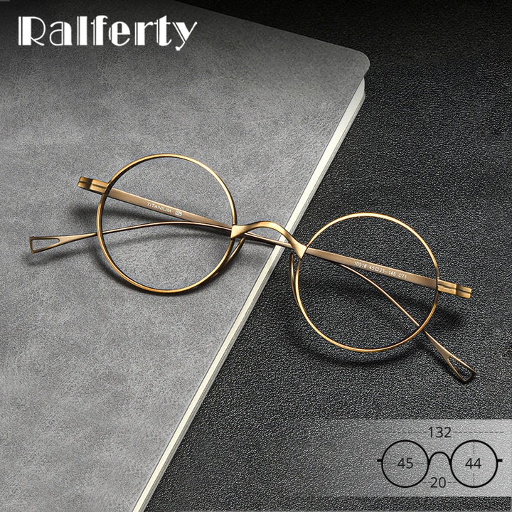 Ralferty Unisex Full Rim Round Titanium Prescription Eyeglasses X10518 - view 2