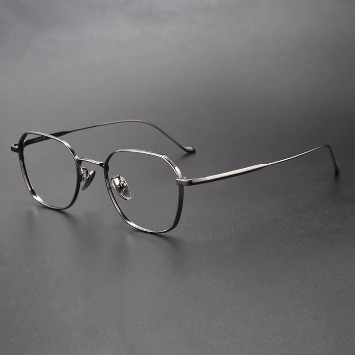 Muzz Unisex Full Rim Geometric IP Titanium Eyeglasses 316 Full Rim Muzz GRAY  