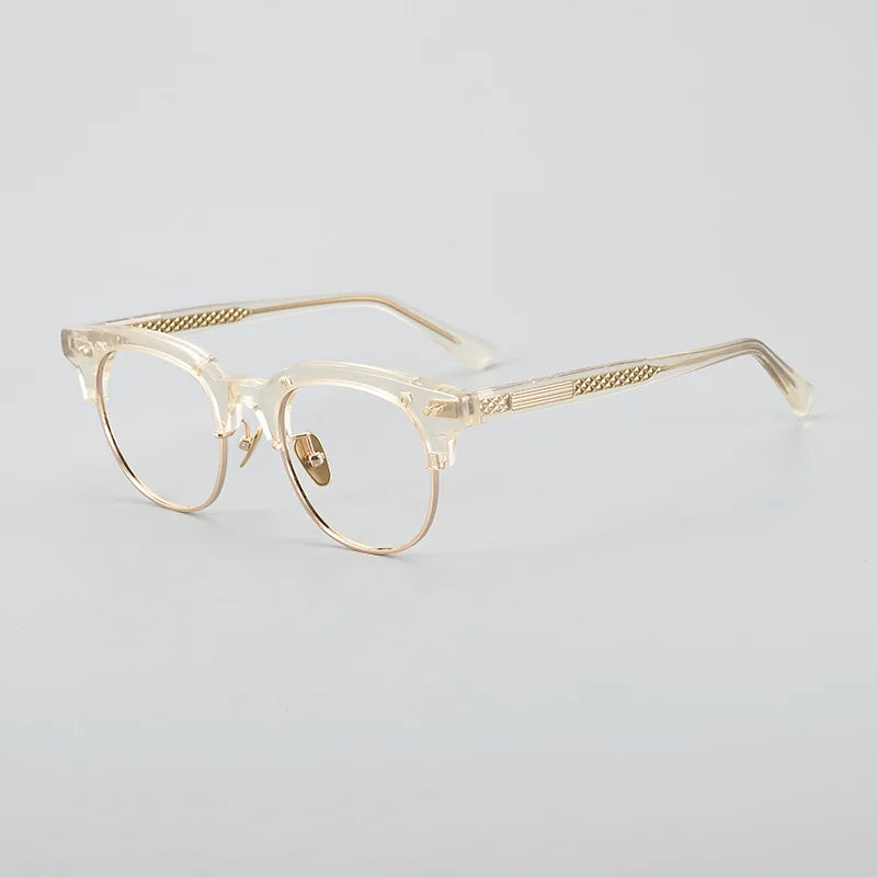 Black Mask Unisex Full Rim Square Acetate Titanium Eyeglasses 77015