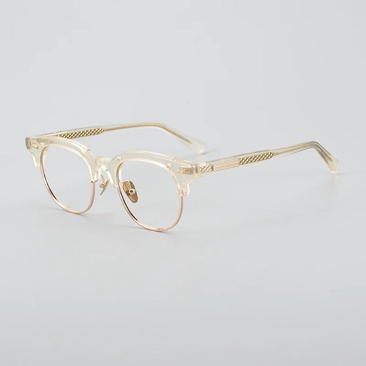 Black Mask Unisex Full Rim Square Acetate Titanium Eyeglasses 77015