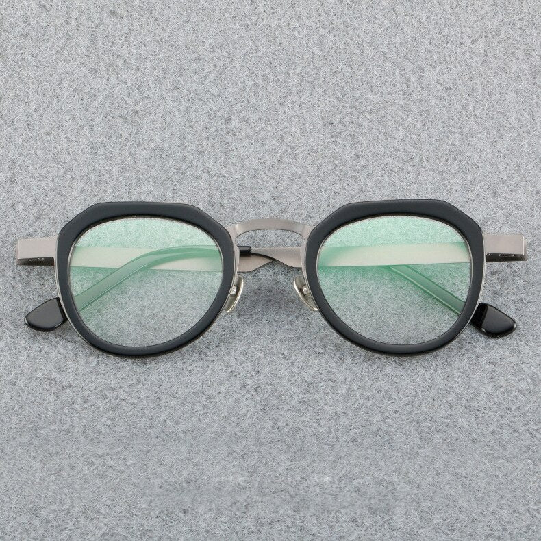 Muzz Men's Full Rim Square Acetate Titanium Alloy Eyeglasses 58081 Full Rim Muzz C1  