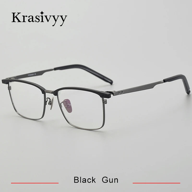 Krasivyy Men's Full Rim Square Acetate Titanium Eyeglasses 428701