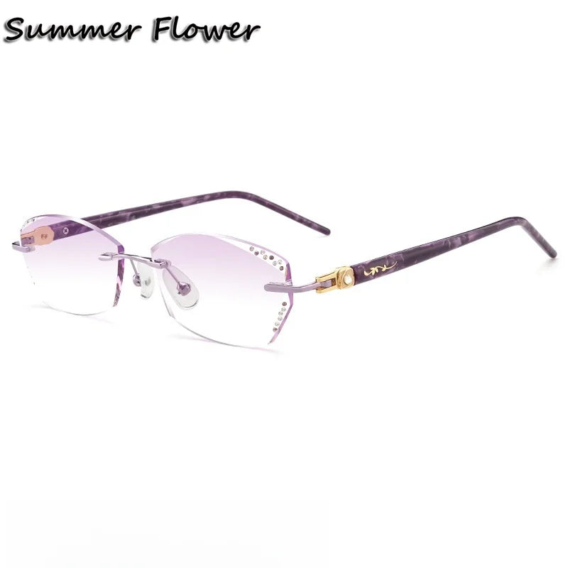 Summer Flower Women's Rimless Oval Square Titanium Eyeglasses 613558