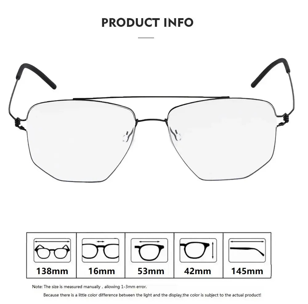Bobbie 165342 Unisex Full Rim Square Double Bridge Titanium Frames — view 2 | Bobbie at FuzWeb