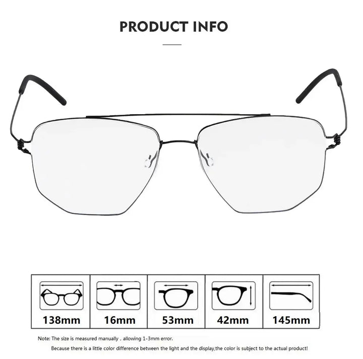 Bobbie 165342 Unisex Full Rim Square Double Bridge Titanium Frames — view 2 | Bobbie at FuzWeb