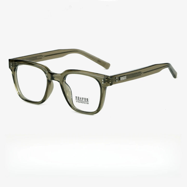 Yimaruili Unisex Full Rim Square Thick Tr 90 Eyeglasses Y9136 Full Rim Yimaruili Eyeglasses Transparent Green  