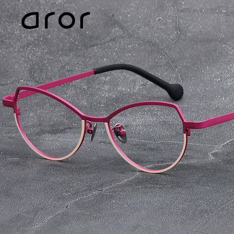 Aror Unisex Full Rim Oval Cat Eye Titanium Eyeglasses 511745 Full Rim Aror