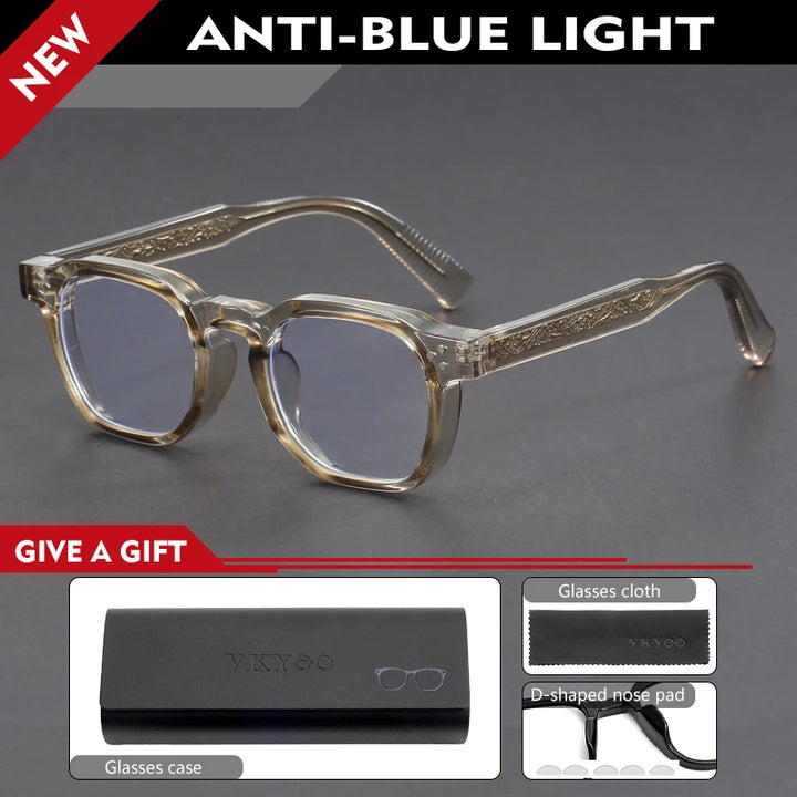 Vicky Unisex Full Rim Square Brow Line Acetate Reading Glasses 527499