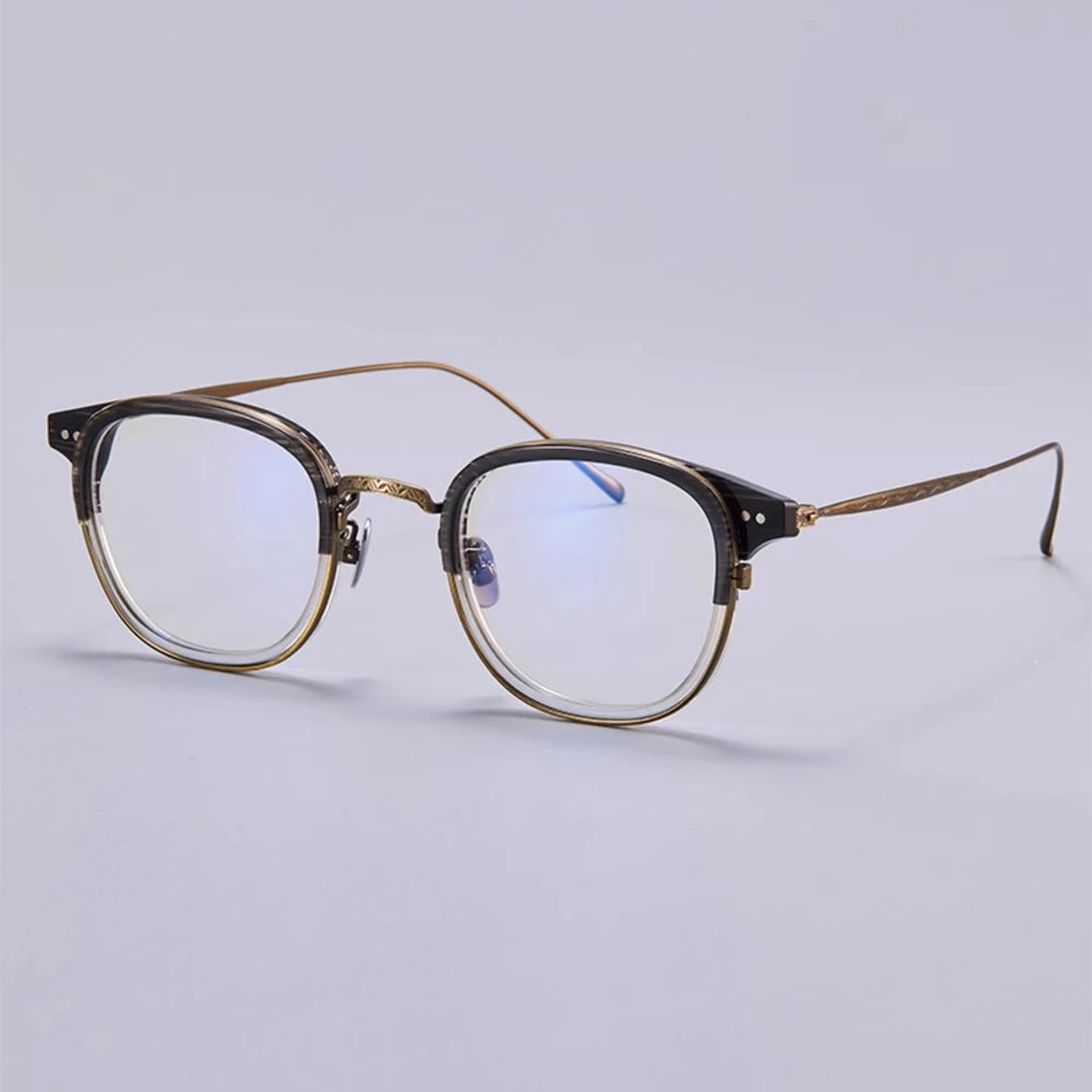 Black Mask Women's Full Rim Square Titanium Acetate Eyeglasses 72543