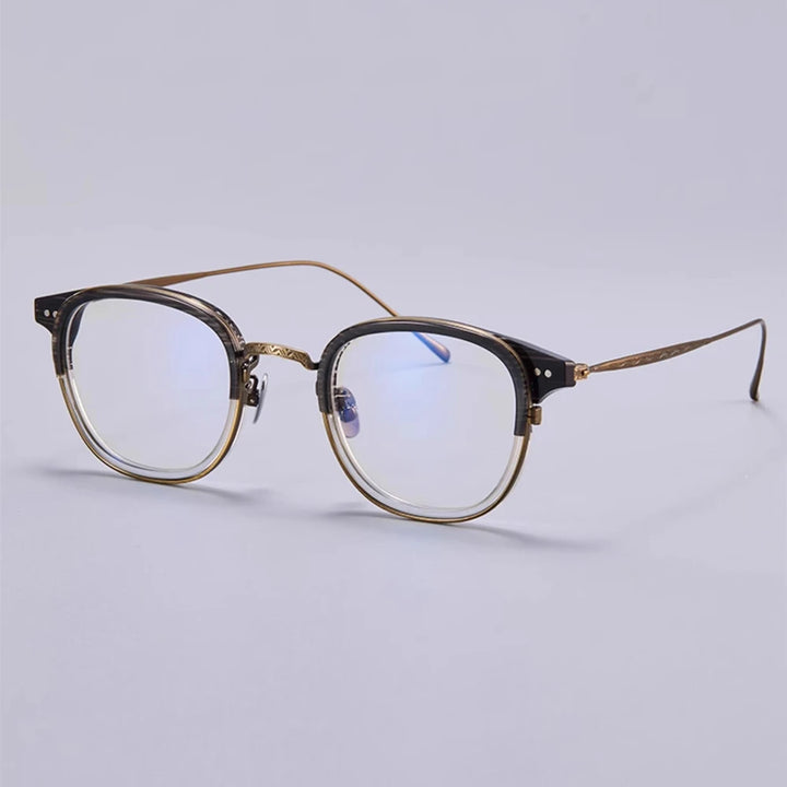 Black Mask Women's Full Rim Square Titanium Acetate Eyeglasses 72543