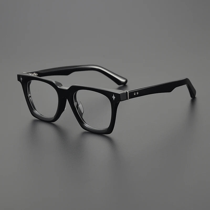 Black Mask Unisex Full Rim Square Acetate Eyeglasses 55015 Full Rim Black Mask Black-Silver  