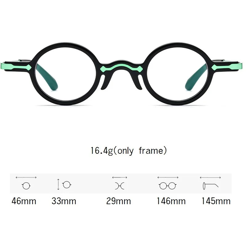 Cubojue Unisex Full Rim Small Round Acetate Reading Glasses 3329 Reading Glasses Cubojue   