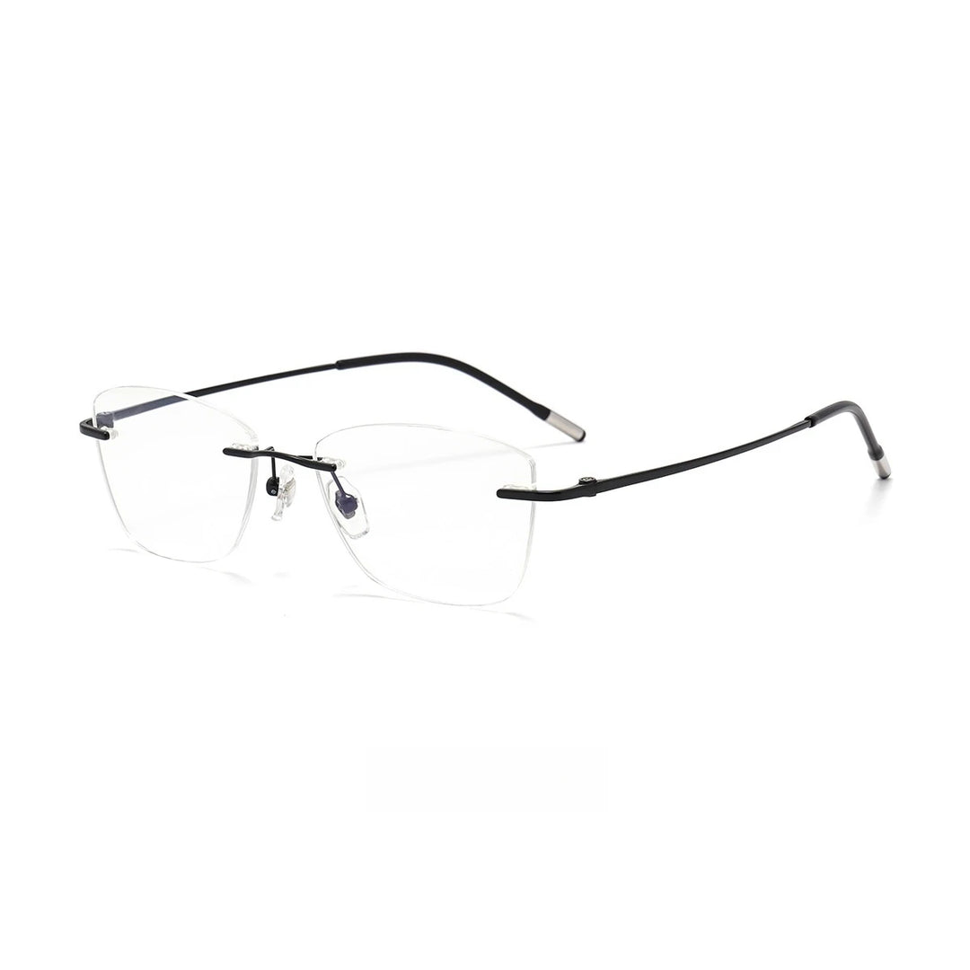 Yimaruili Women's Rimless Cat Eye Polygon Titanium Eyeglasses 41022 Rimless Yimaruili Eyeglasses Black