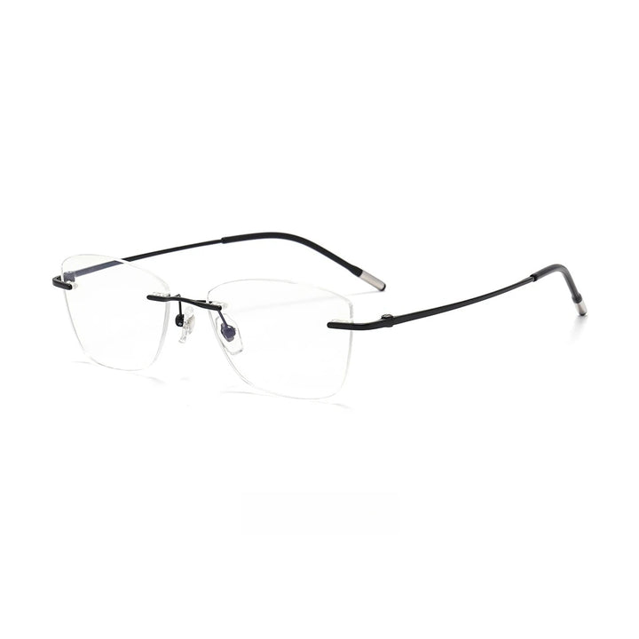 Yimaruili Women's Rimless Cat Eye Polygon Titanium Eyeglasses 41022 Rimless Yimaruili Eyeglasses Black