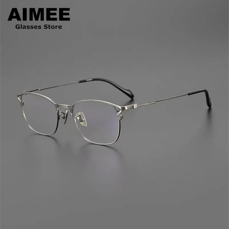 Aimee Unisex Full Rim Square Titanium Eyeglasses 250045 Full Rim Aimee Gun-Grey  