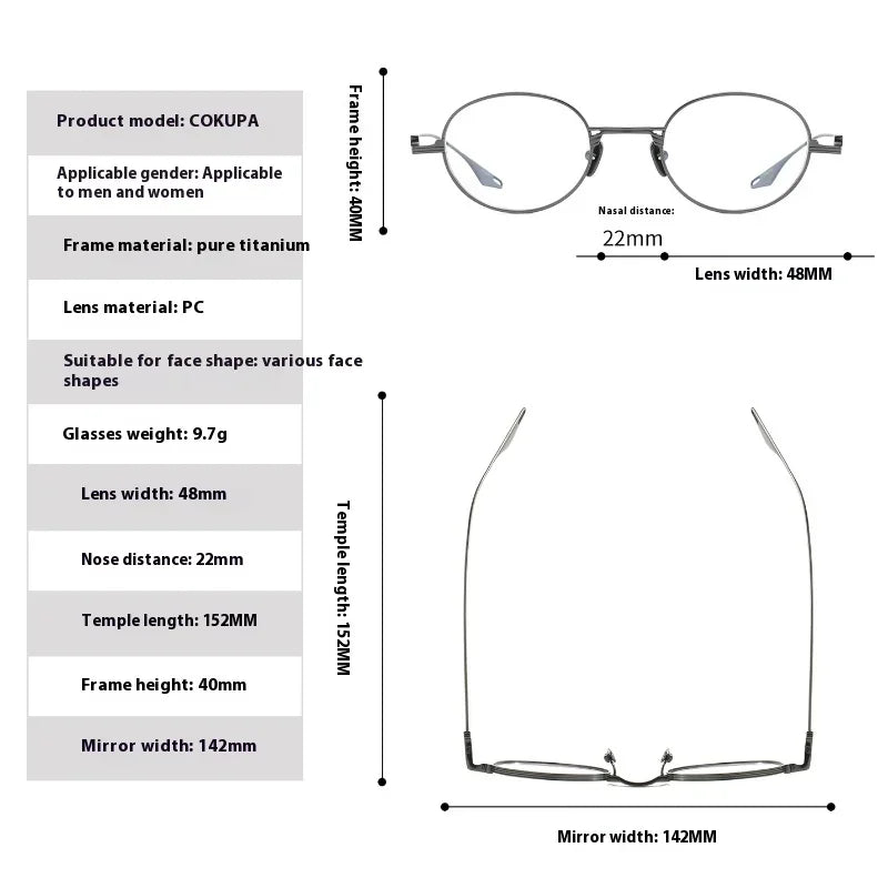 Aror Unisex Full Rim Oval Round Titanium Eyeglasses 14222 Full Rim Aror