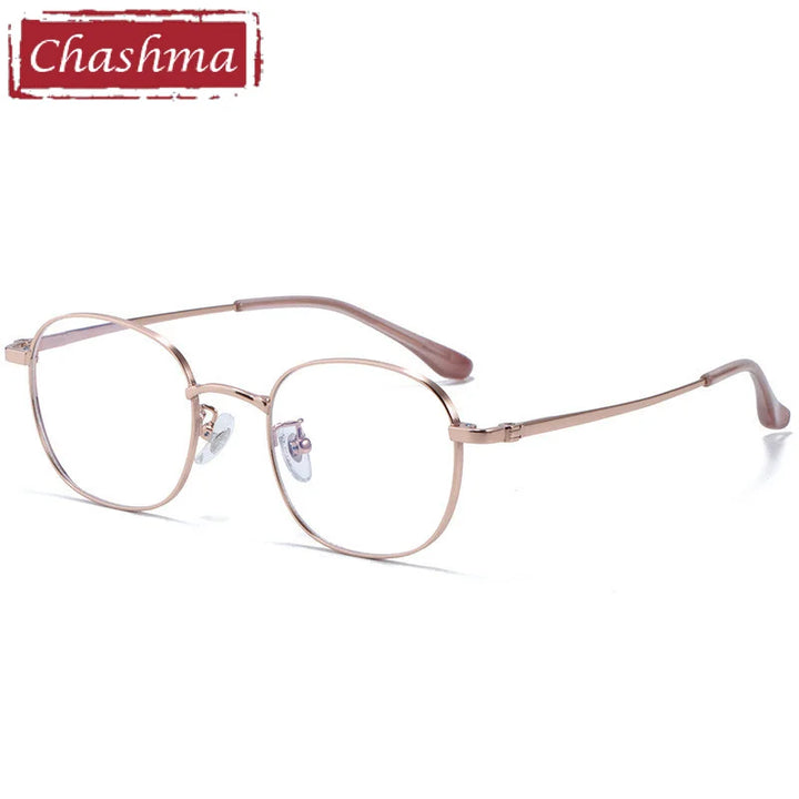 Chashma Ottica Unisex Full Rim Oval Titanium Alloy Eyeglasses 1199 Full Rim Chashma Ottica Rose Gold  