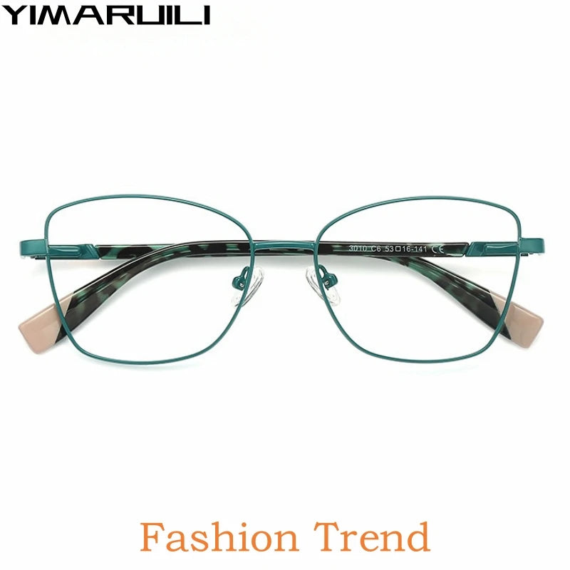 Yimaruili Women's Full Rim Square Cat's Eye Alloy Eyeglasses Y3010 Full Rim Yimaruili Eyeglasses   