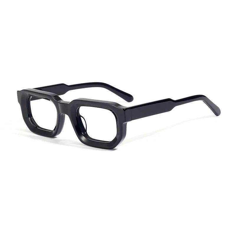 Black Mask Unisex Full Rim Brow Line Square Acetate Eyeglasses 22037 Full Rim Black Mask Black  