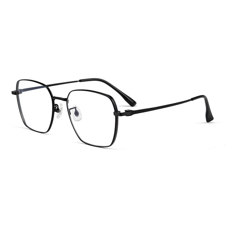 KatKani Unisex Full Rim Square Polygon Titanium Eyeglasses 8571t Full Rim KatKani Eyeglasses Black  