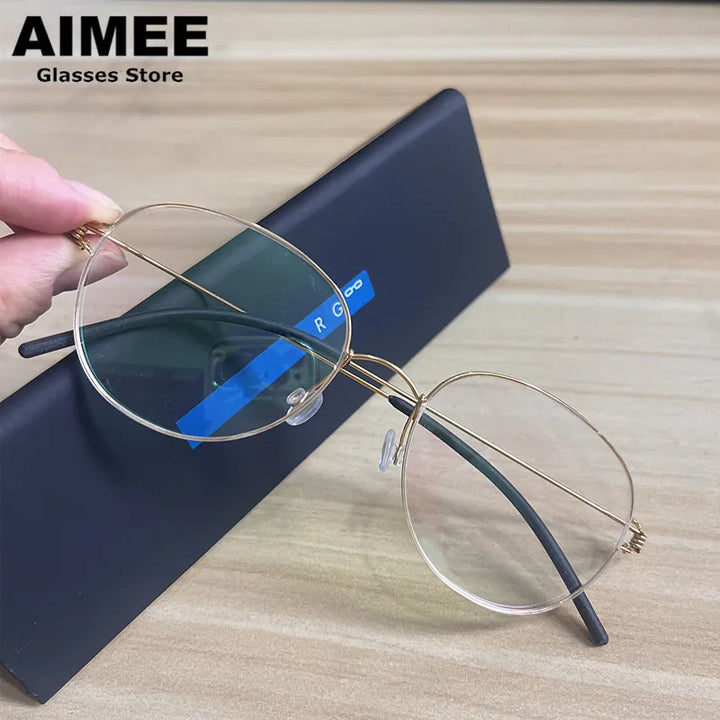 Aimee Women's Full Rim Oval Round Screwless Titanium Eyeglasses 43138
