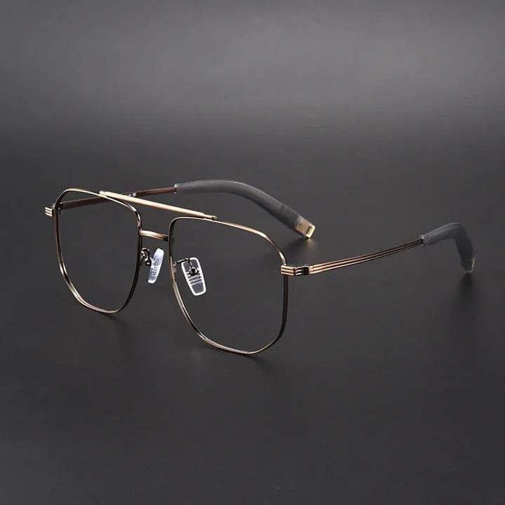 Aror Unisex Full Rim Square Double Bridge Titanium Eyeglasses 40942 Full Rim Aror C4