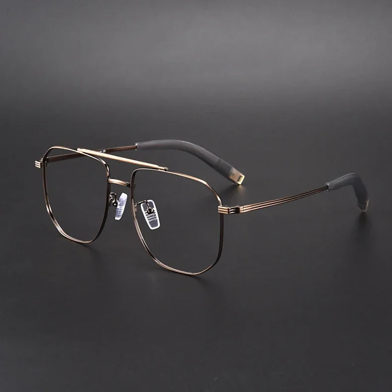 Aror Men's Full Rim Square Double Bridge Titanium Eyeglasses 190942