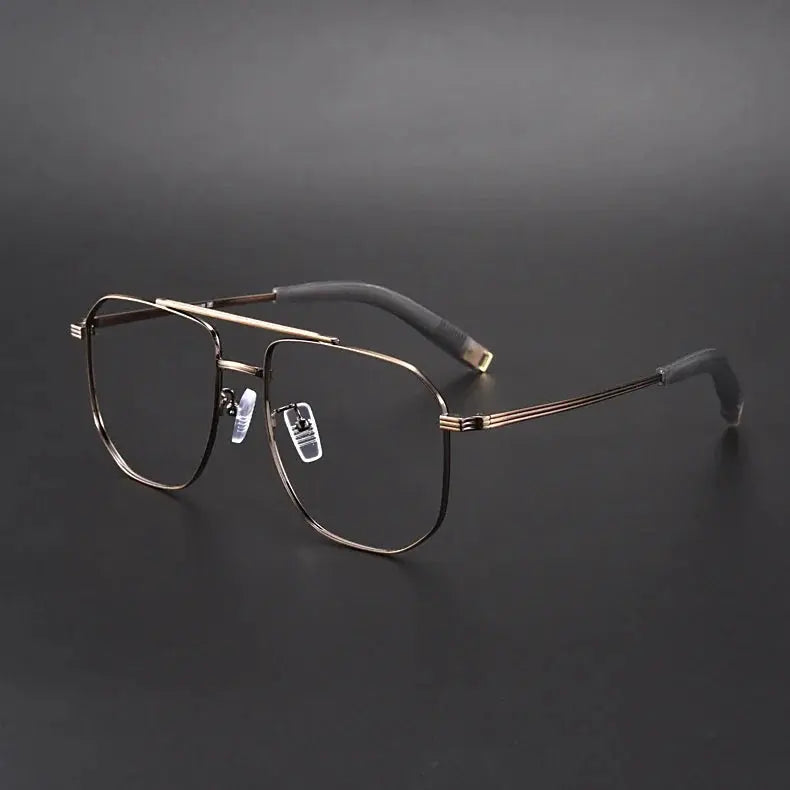 Aror Men's Full Rim Square Double Bridge Titanium Eyeglasses 190942.
