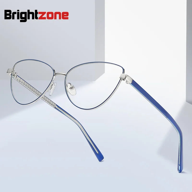 Brightzone Women's Full Rim Oval Cat Eye Alloy Eyeglasses 73006 Full Rim Brightzone