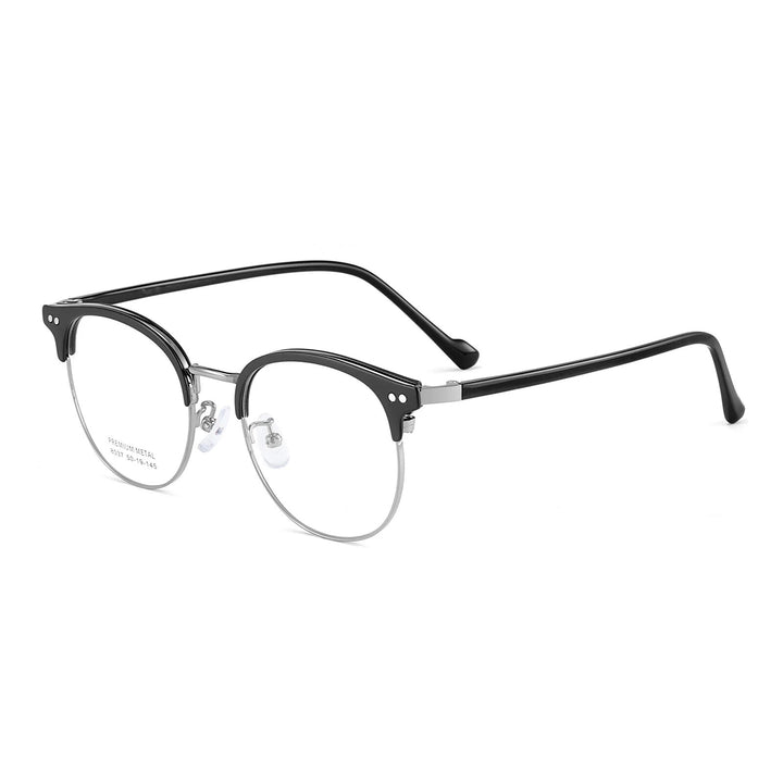KatKani Unisex Full Rim Round Tr 90 Alloy Eyeglasses 8037 Full Rim KatKani Eyeglasses Black Gun  