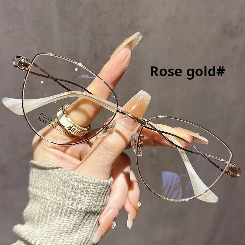 Momoja Women's Full Rim Oval Cat Eye Titanium-Alloy Eyeglasses 72041