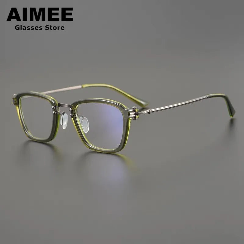 Aimee Unisex Full Rim Square Titanium Acetate Eyeglasses 5880 Full Rim Aimee   