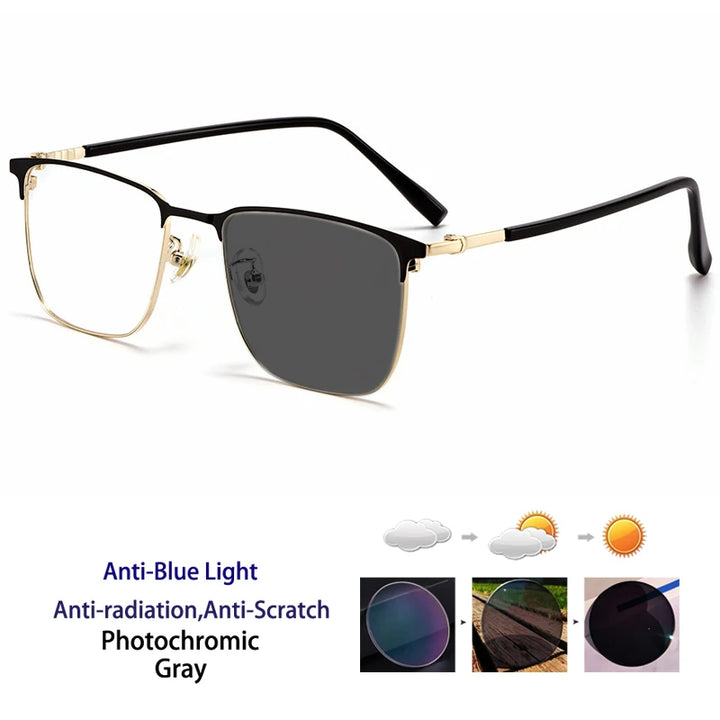 Kocolior Women's Full Rim Square Alloy Photochromic Reading Glasses 398619