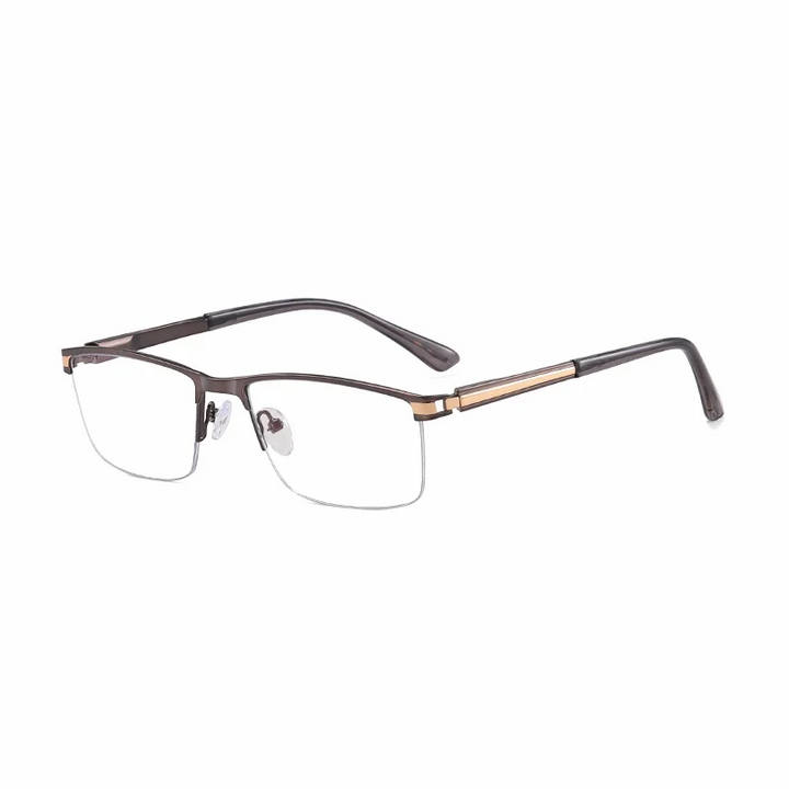 Ralferty Men's Semi Rim Square Alloy Eyeglasses 91342 Semi Rim Ralferty C6 Gun Gray CHINA 