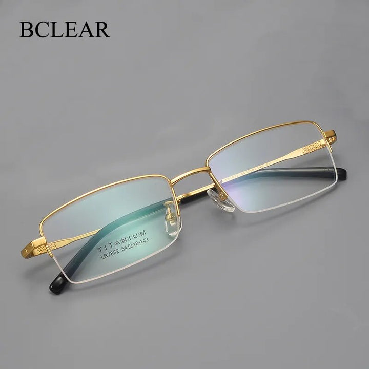 Bclear Men's Semi Rim Square Titanium Eyeglasses Lb7832 Semi Rim Bclear   