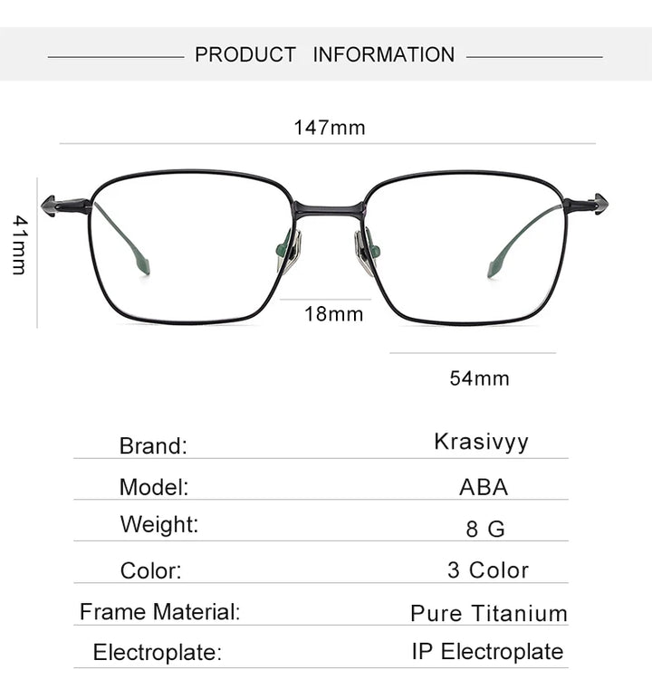 Krasivyy Men's Full Rim Square Titanium Eyeglasses A0201 Full Rim Krasivyy   