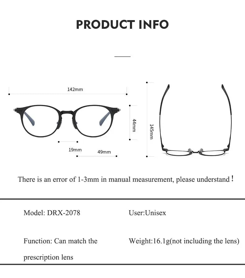 Aimee DRX207869 Unisex Wide-Fit Pure Titanium Round Frames Aimee