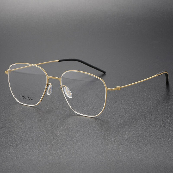 Aissuarvey Men's Full Rim Square Titanium Eyeglasses 544521 Full Rim Aissuarvey Eyeglasses Gold CN 