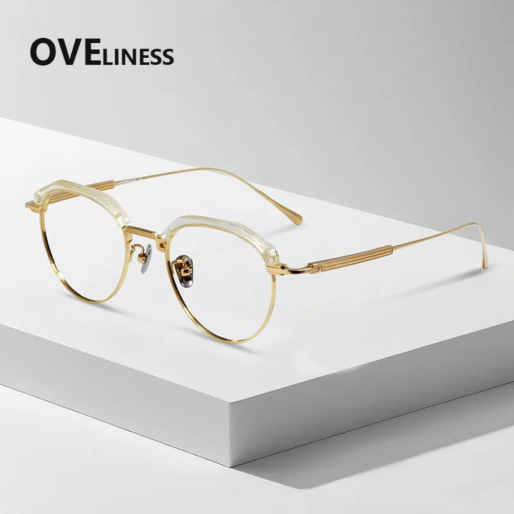 Oveliness Women's Full Rim Flat Top Oval Titanium Acetate Eyeglasses 739903