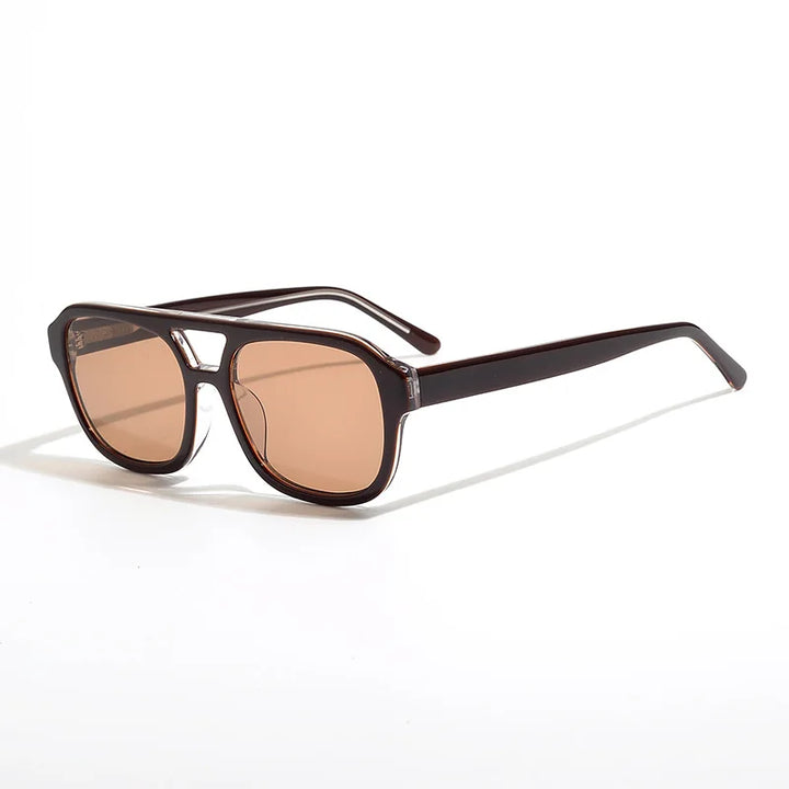 Black Mask Men's Full Rim Square Double Bridge Acetate Sunglasses 629008