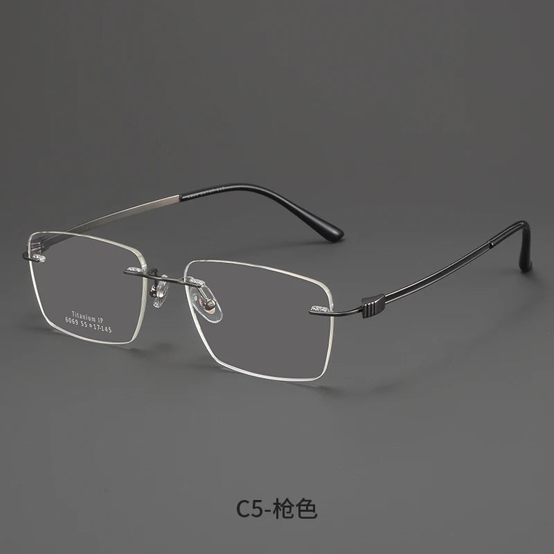 Bclear Men Rimless Square Titanium Eyeglasses MY-6069