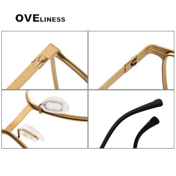 Oveliness Unisex Full Rim Square Screwless Titanium Eyeglasses 80998 Full Rim Oveliness   