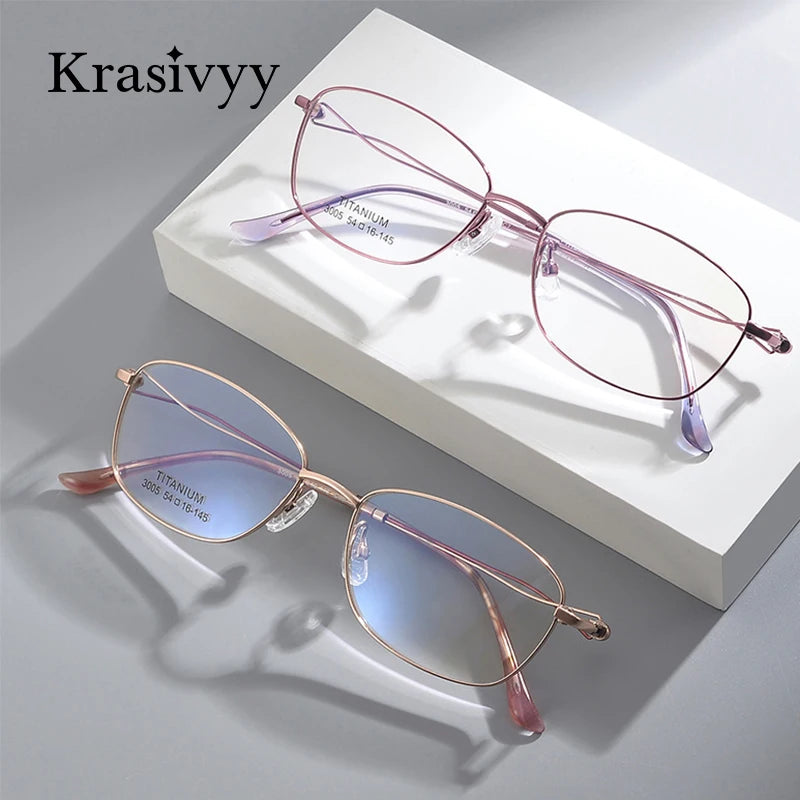 Krasivyy Women's Full Rim Oval SquareTitanium Eyeglasses 443005 Full Rim Krasivyy   