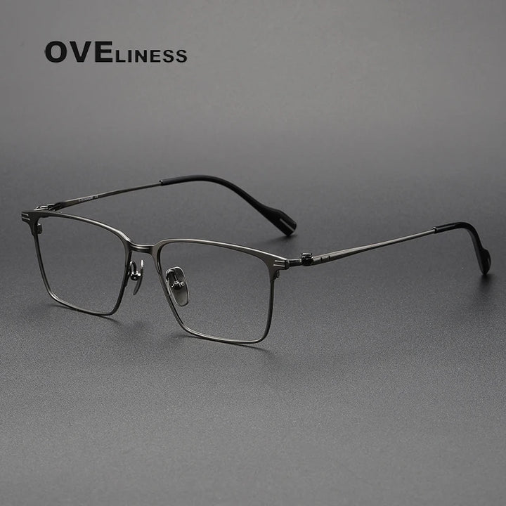 Oveliness Unisex Full Rim Square Titanium Acetate Eyeglasses 70800 Full Rim Oveliness gun  