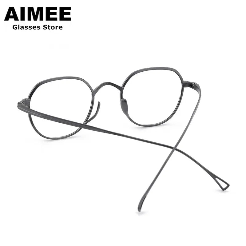 Aimee Unisex Full Rim Flat Top Oval Titanium Eyeglasses 141301 Full Rim Aimee   