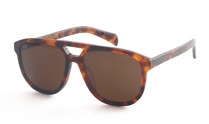 Esnbie Unisex Full Rim Round Double Bridge Acetate Sunglasses 2414271